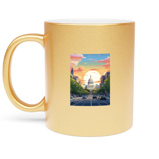 Sunset in US Capitol Washington DC Metallic Mugs