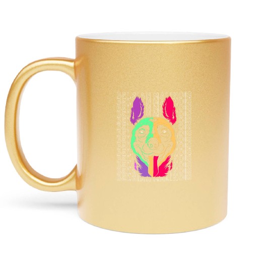 Colorful Dog Face Pet Puppy Belgian Malinois Metallic Mugs