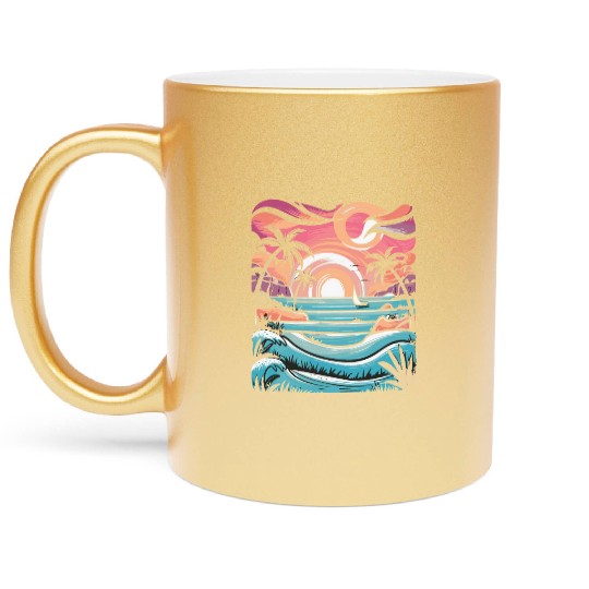 Azure Embrace Mediterranean Dreamscapes Metallic Mugs