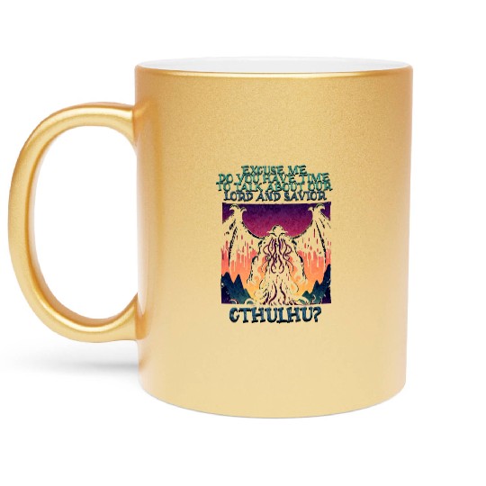 Lord & Savior Cthulhu Cult Lovecraft Necronomicon Metallic Mugs
