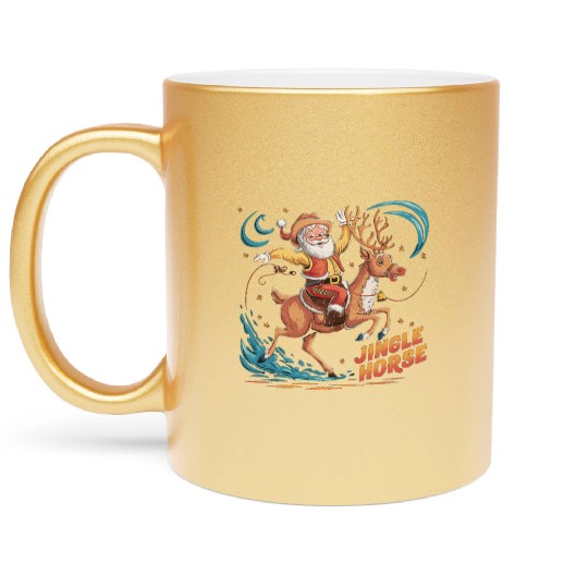 Giddy Up Jingle Horse Pick Up Your Feet Cowboy San Metallic Mugs