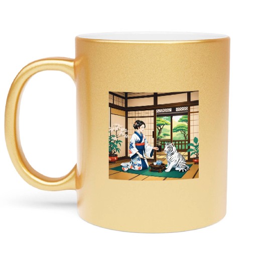 Fantasy Kimono Tiger Premium Metallic Mugs