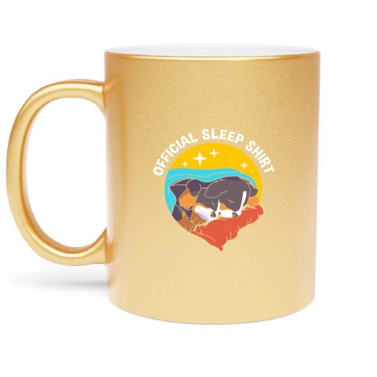 Funny Bernese Dog Sleeping Official Sleep Metallic Mugs