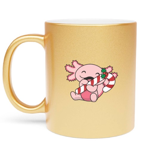 Axolotl Christmas Candy Cane Sweet Axolotl Metallic Mugs