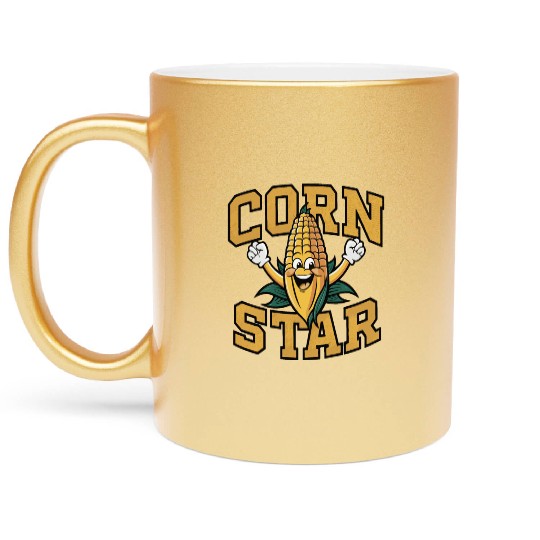 Funny Farm Food Metallic Mugs Corny Cob Farmer Corn Star