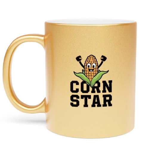 Funny Farm Food Metallic Mugs Corny Cob Farmer Corn Star