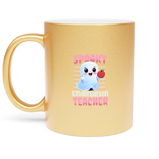 Kindergarten Teacher Spooky Kindergarten Teacher Metallic Mugs