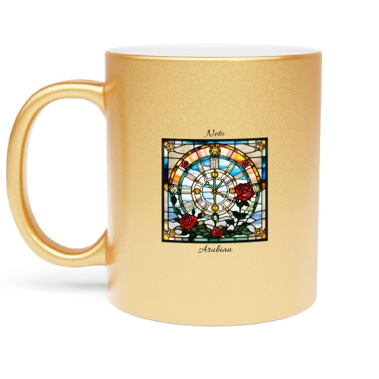 "Time" church window design Metallic Mugs