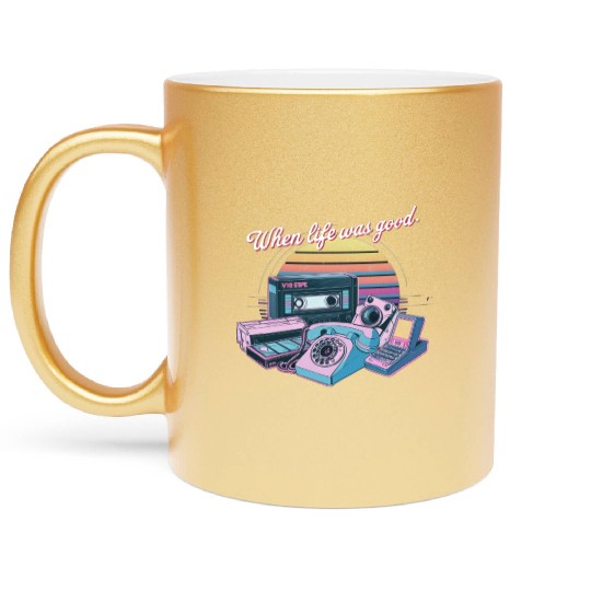 80's When Life was Good Gadgets in Synthwave Metallic Mugs