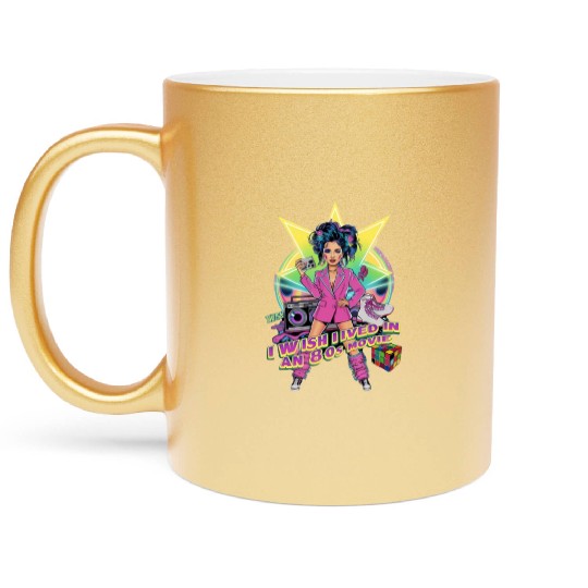 80s woman I wish I lived in an 80s movie Metallic Mugs