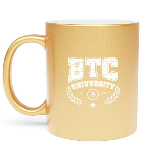 BTC University Bitcoin College vintage retro Metallic Mugs