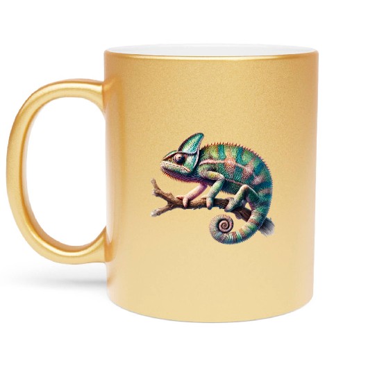 fascinating, lively chameleon motif Metallic Mugs