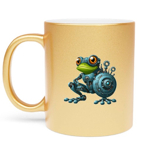 Cyborg Frog Toad Newt Robot Mech Design Metallic Mugs
