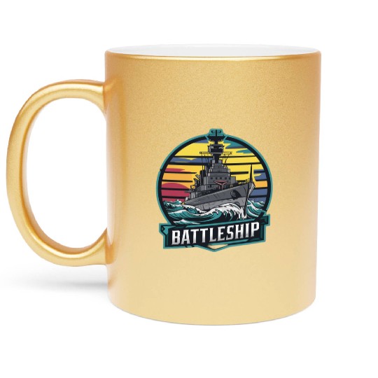 Luxurious Battleship Sunset Metallic Mugs with Detailed