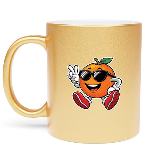 Funny Orange Fruit Relaxing Metallic Mugs