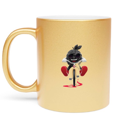 Blackberry Cycling On Bike Realistic Metallic Mugs