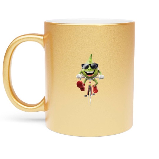 Fig Cycling On Bike Realistic Metallic Mugs