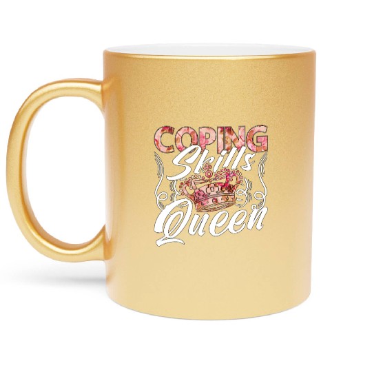 School Counselor Coping Skills Queen Social Worker Metallic Mugs