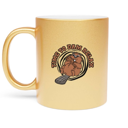 Time To Dam Relax North American Eurasian Beaver Metallic Mugs
