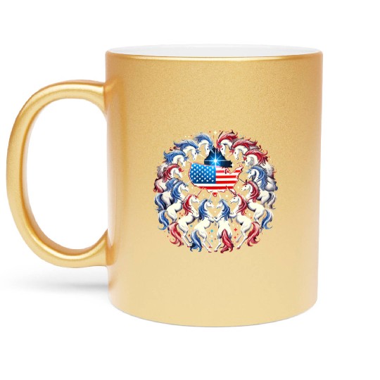 Star-Spangled Unicorn with American Pride and Metallic Mugs