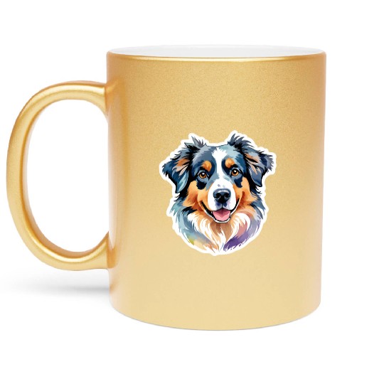 Australian Shepherd Watercolor Metallic Mugs
