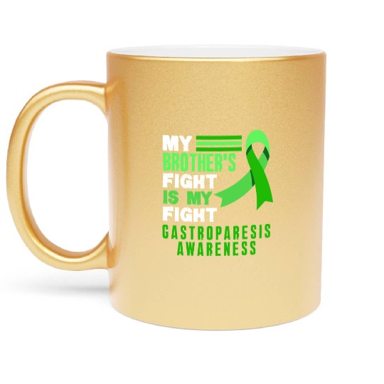 My Brother's Fight Green Ribbon Gastroparesis Metallic Mugs
