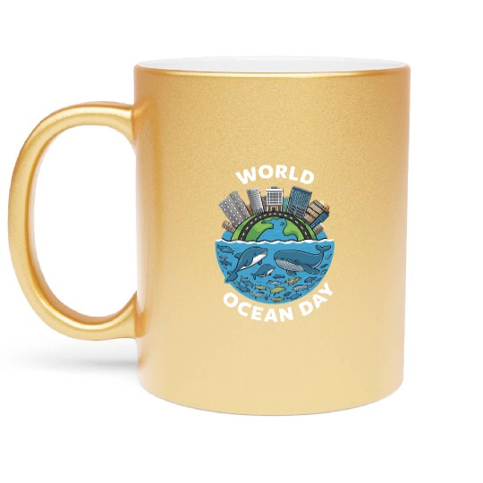world ocean day Metallic Mugs
