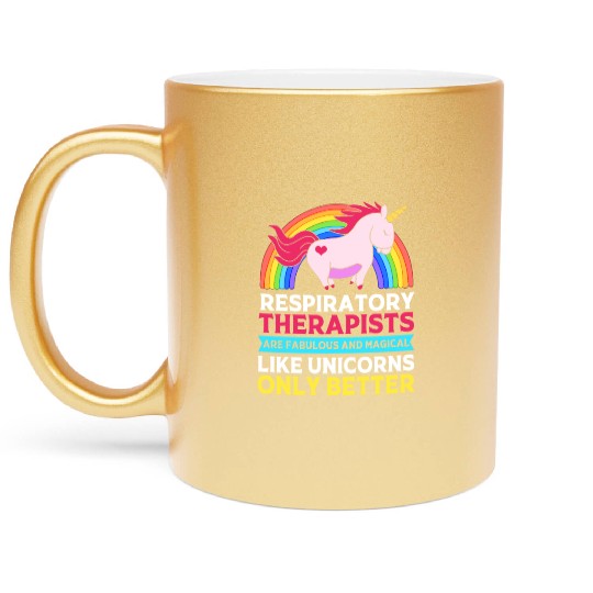 Cute Respiratory Therapist Rainbow Unicorn Metallic Mugs