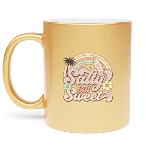 Salty but Sweet - Retro Summer Design Metallic Mugs