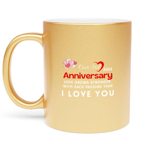 3th Anniversary I Love You Metallic Mugs