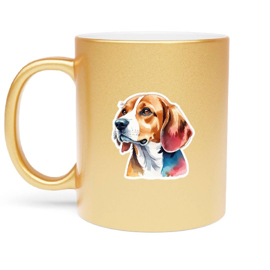 Beagle Watercolor Metallic Mugs