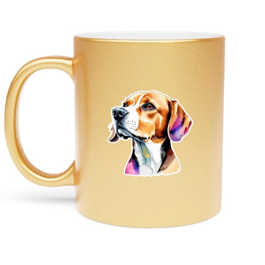 Beagle Watercolor Metallic Mugs