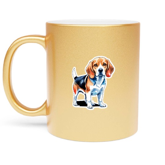 Beagle Watercolor Metallic Mugs
