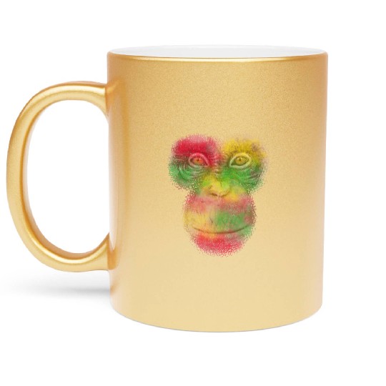 Colorful Retro Monkey Face Metallic Mugs - Funny Monkey
