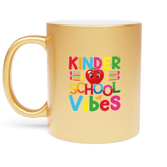kindergarten vibes funny teacher, kids gift Metallic Mugs