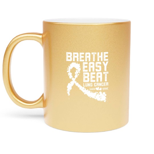 Breathe Easy Beat Lung Cancer Awareness Warriors Metallic Mugs