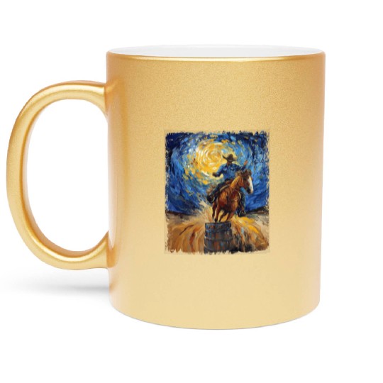Barrel Racer Barrel Racing Rodeo Starry Night Pain Metallic Mugs