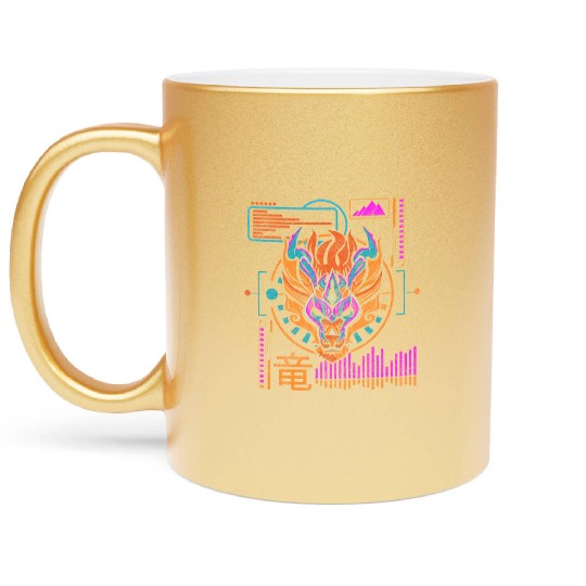 Cyberpunk Technology Synthwave Japanese Metallic Mugs