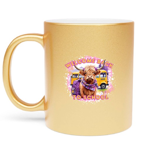 Highland Cow Back to School Metallic Mugs