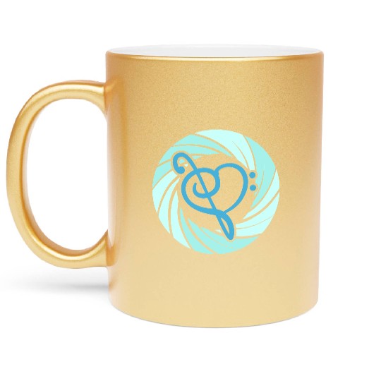 Music Bass Clef Heart Love Note Treble Sound Logo Metallic Mugs