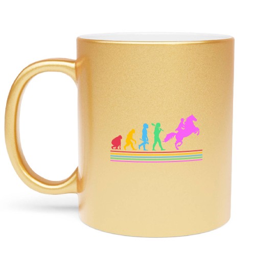 Retro Equestrian Riding Horse Racing Evolution Metallic Mugs
