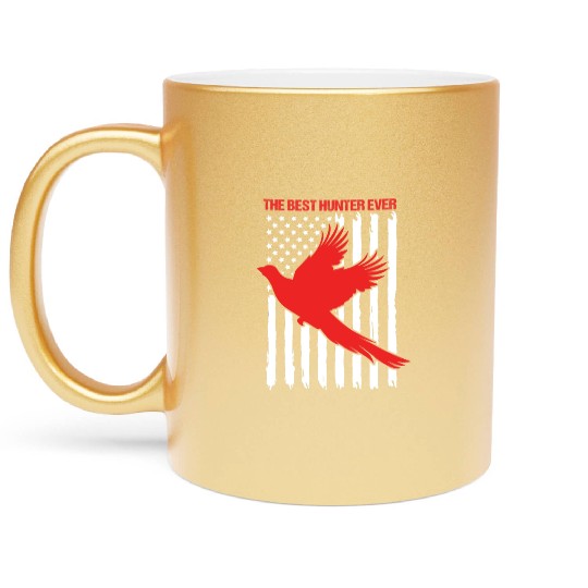4th Of July US Flag Best Hunter Pheasant Hunting Metallic Mugs