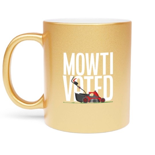 Landscaper Gardener Lawn Mowing Pun Metallic Mugs