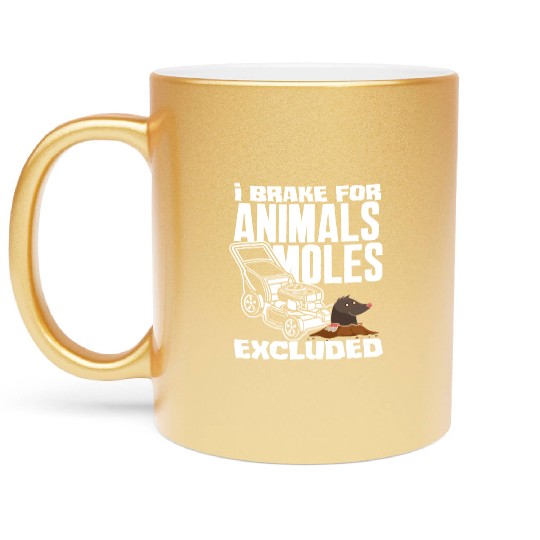 Landscaper Gardener Lawn Mowing Mole Metallic Mugs