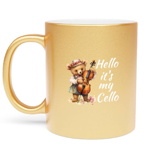 Hello it's my Cello Orchestra Musicians Metallic Mugs