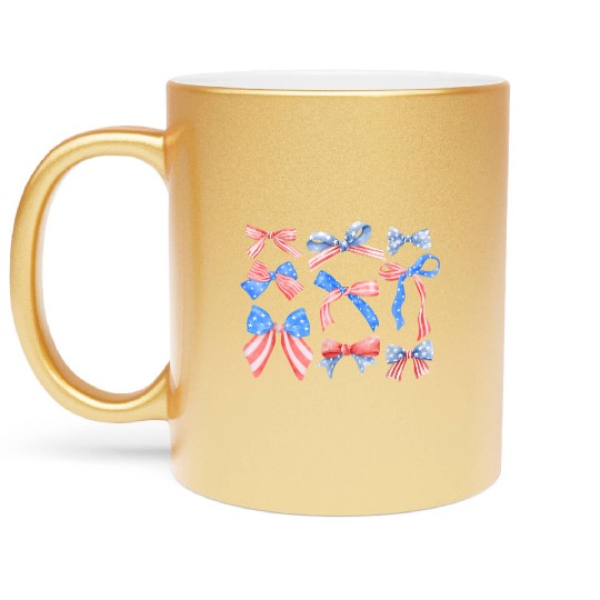 Red White Blue American Coquette Metallic Mugs