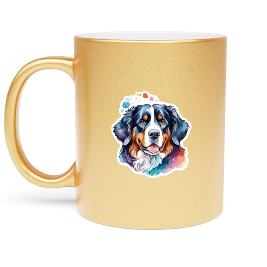 Bernese Mountain Dog Watercolor Metallic Mugs