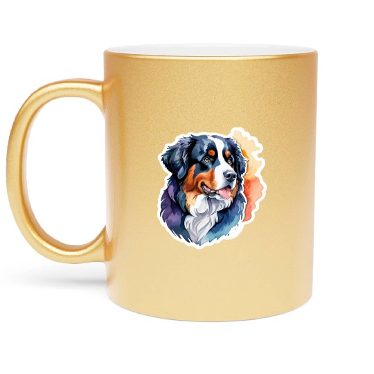 Bernese Mountain Dog Watercolor Metallic Mugs