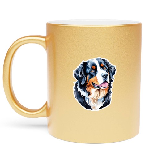 Bernese Mountain Dog Watercolor Metallic Mugs