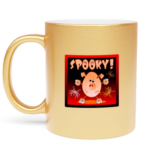 HAPPY HALLOWEEN SPIDERS PIGLET Metallic Mugs